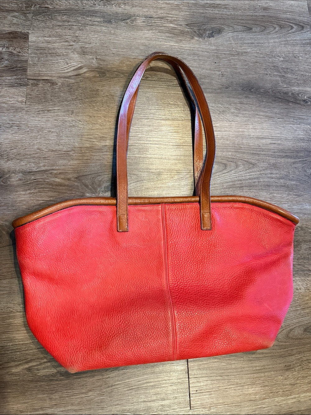 Furla Red Pebbled Leather Tote Bag